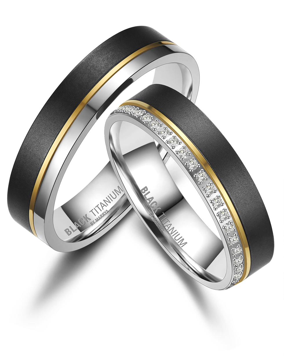 Black Titanium Ringpaar BT-02 – Der Strahlende
