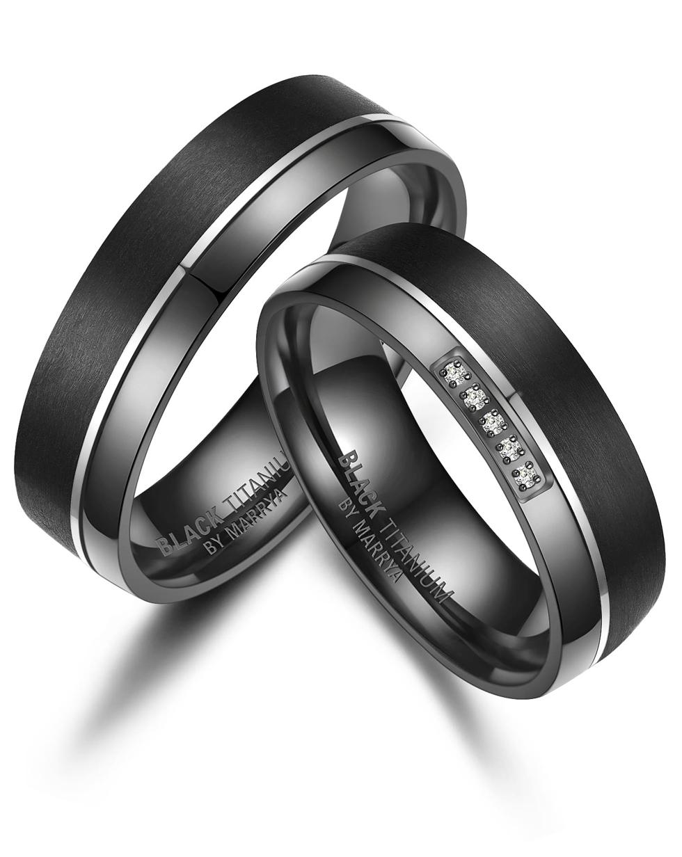 Black Titanium Ringpaar BT-07 – Der Charaktervolle