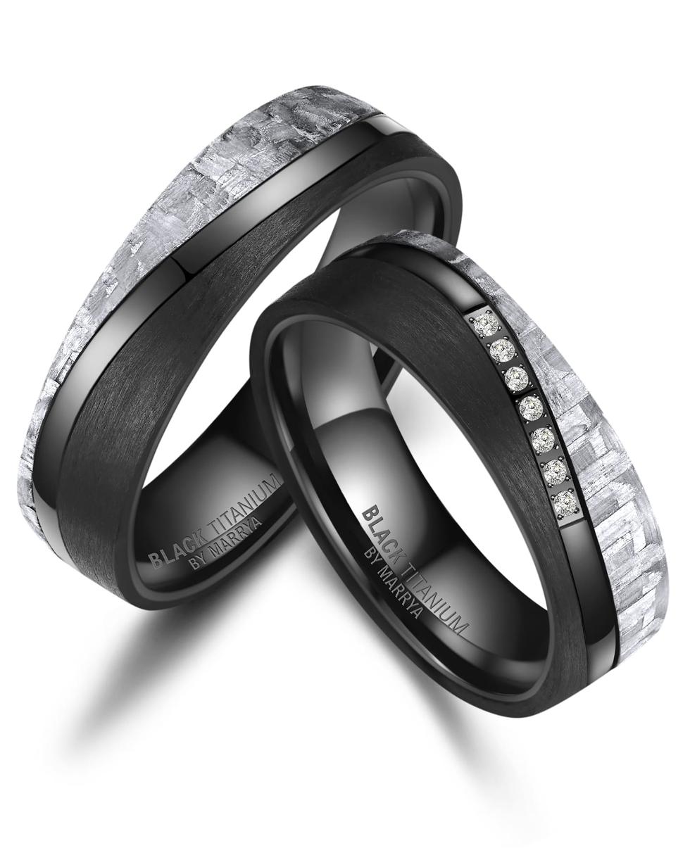Black Titanium Ringpaar BT-12 – Der Dynamische